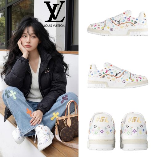 루이비통 x 무라카미 타카시 LV 트레이너 스니커즈 멀티컬러 화이트 1AHEKG